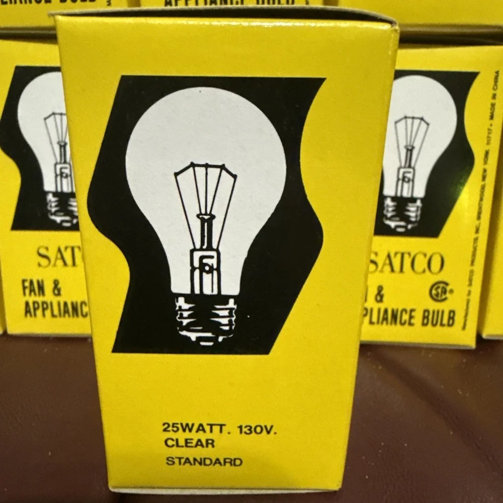 Lot Of(12) SATCO Fan Appliance Light Bulb S3814 Clear 25 Watt 130v Standard Base